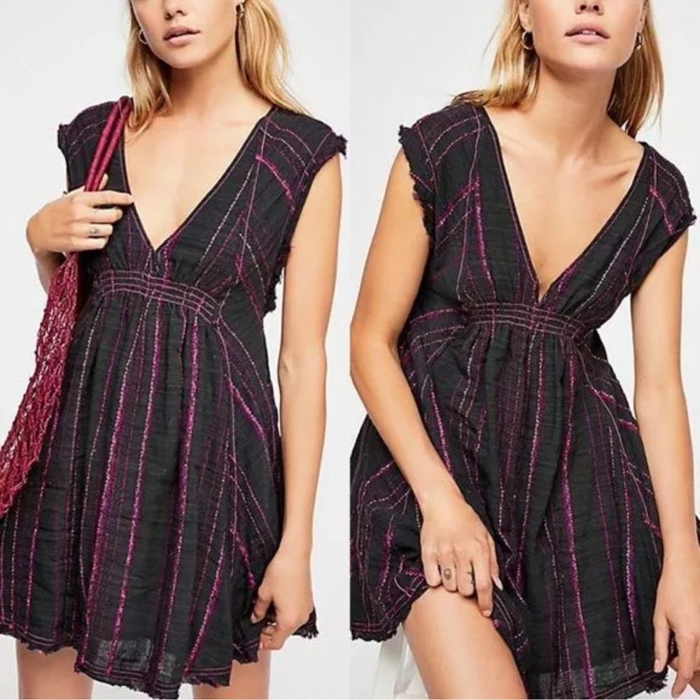 Free People Cactus Flowers Mini Dress Boho Fringe size Small VGUC